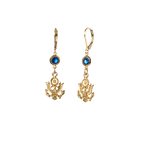 Great Seal Inspired Drop Earring with Blue Crystal - Side