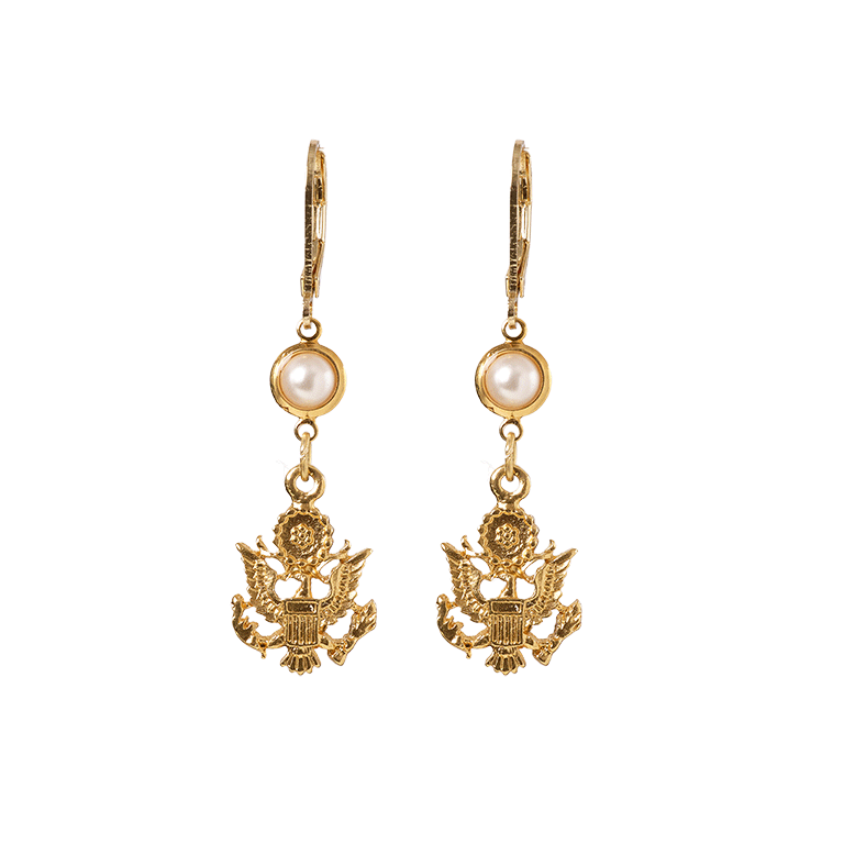 Great Seal Inspired Drop Earring with Faux Pearl - Back