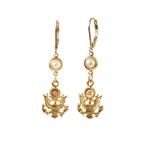 Great Seal Inspired Drop Earring with Faux Pearl - Front