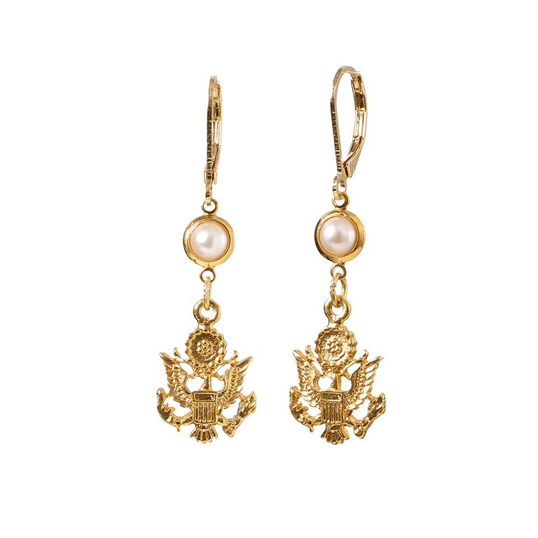 Great Seal Inspired Drop Earring with Faux Pearl - Front