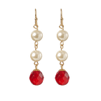 Red Room Fashion Pearl with Red Crystal Drop Earring