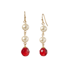 Red Room Fashion Pearl with Red Crystal Drop Earring - Side