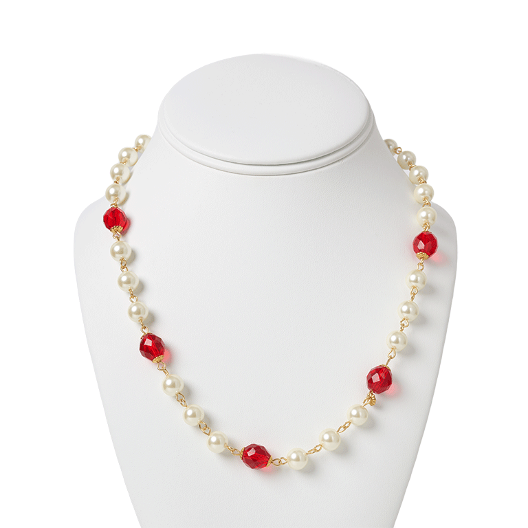 Red Room Fashion Pearl with Red Crystal Necklace