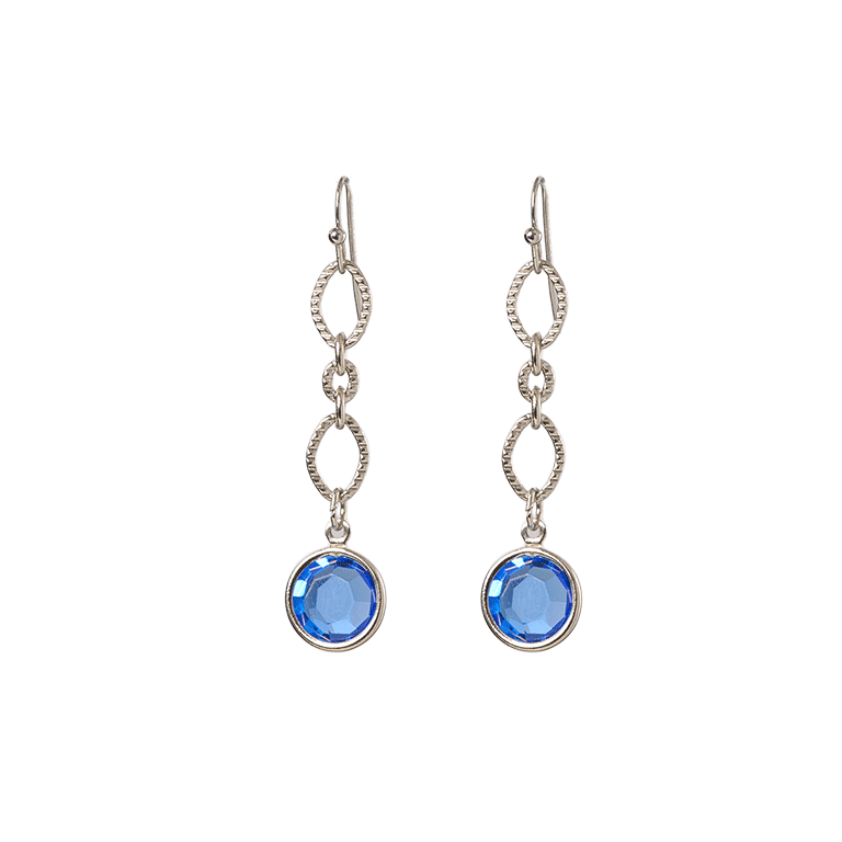Jacqueline Kennedy's Blue Room Drop Earrings with Blue Crystal - Front