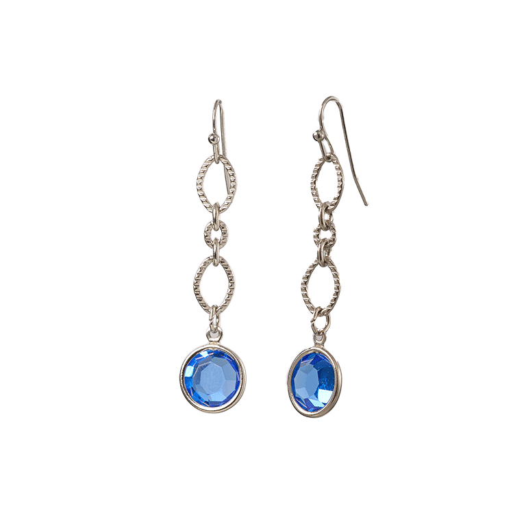 Jacqueline Kennedy's Blue Room Drop Earrings with Blue Crystal - Side