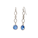 Jacqueline Kennedy's Blue Room Drop Earrings with Blue Crystal - Side