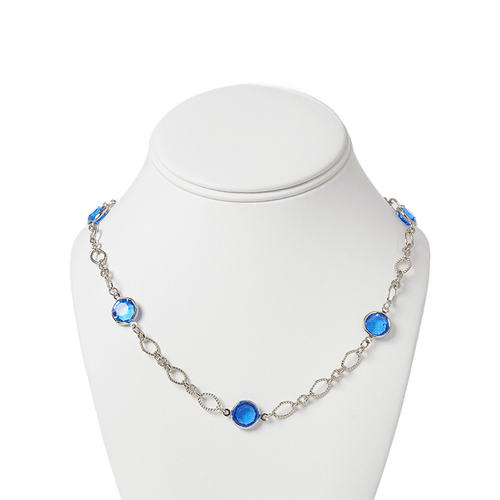 Jacqueline Kennedy's Blue Room Necklace with Blue Crystal – White