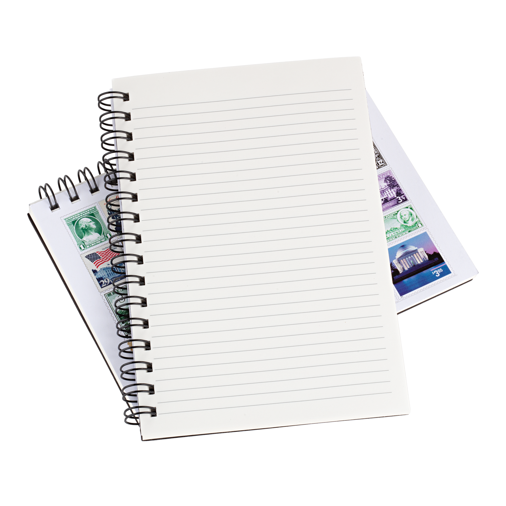 USPS Stamp Collage Spiral Notebook 8" x 5" open
