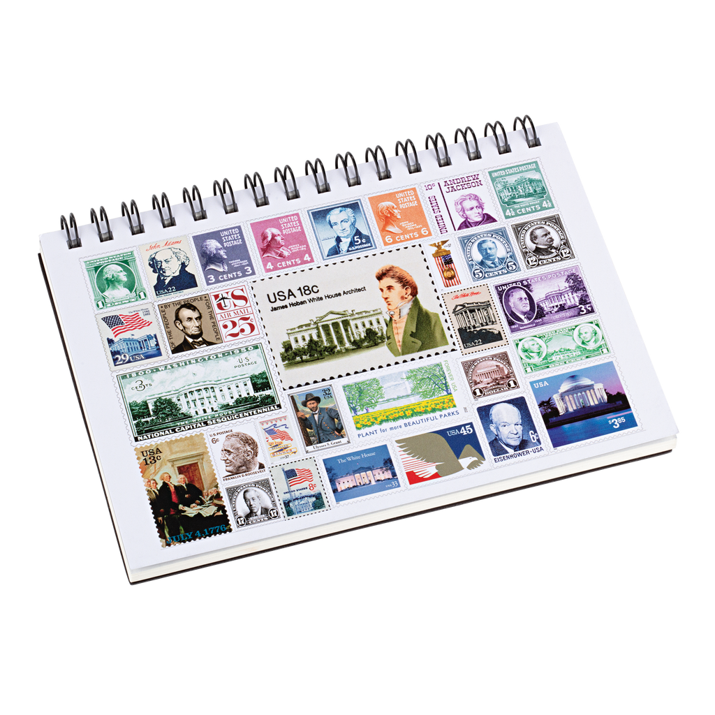 USPS Stamp Collage Spiral Notebook 8" x 5" cover