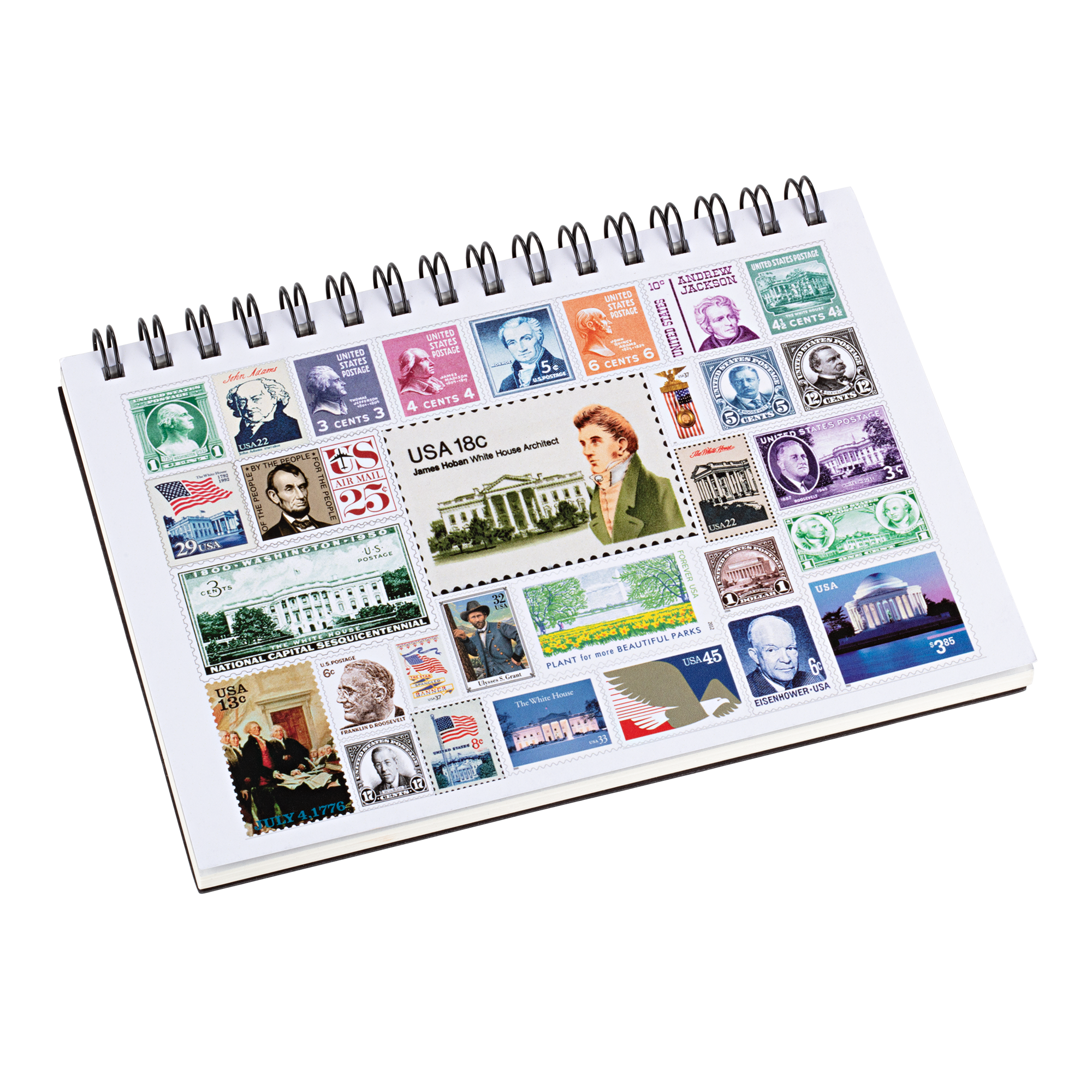 USPS Stamp Collage Spiral Notebook 8" x 5" cover