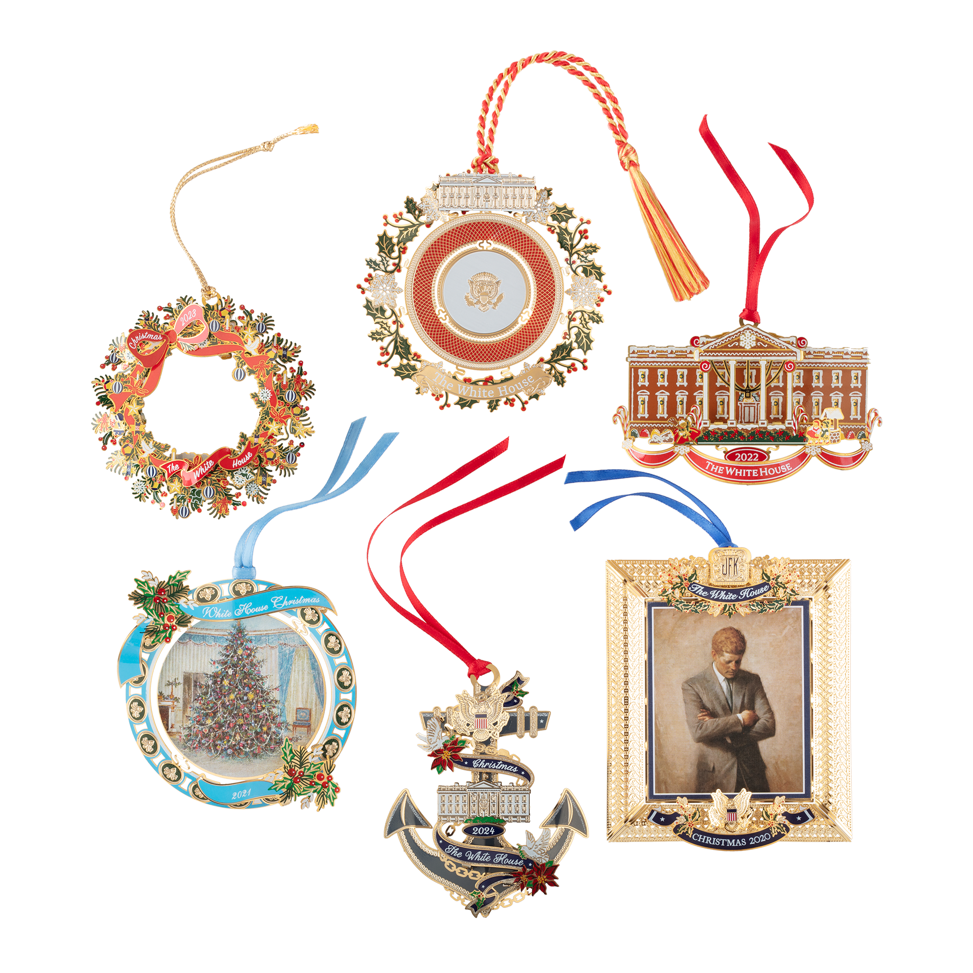 White House Christmas Ornaments 2020, 2021, 2022, 2023, 2024, and 2025
