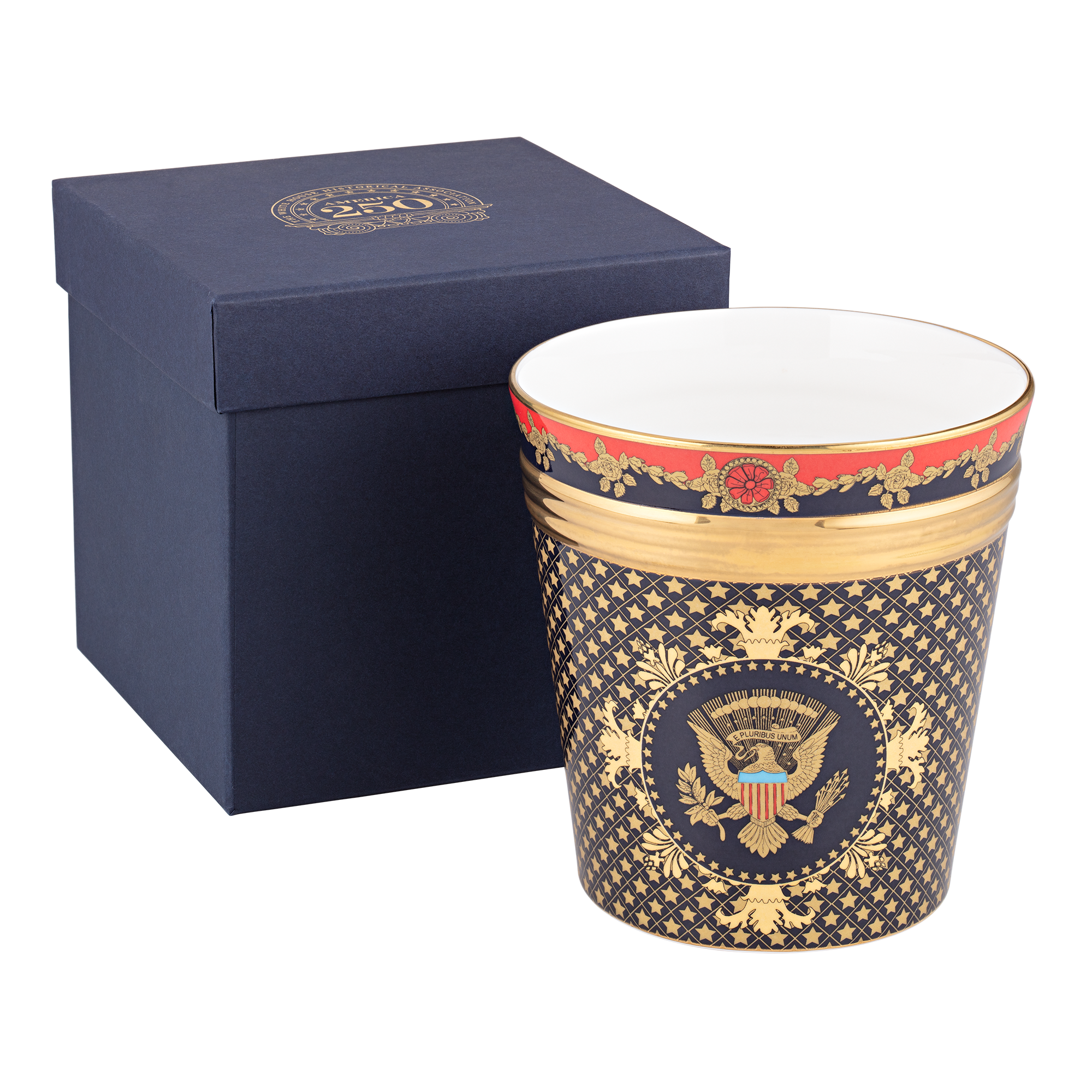 America Celebrates 250 Years Cashepot front with gift box