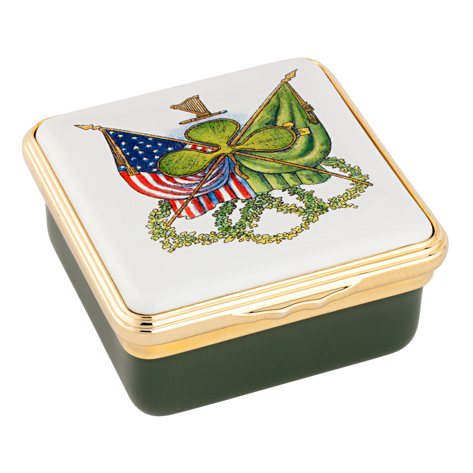 Irish Clovers for the President Enamel Box top