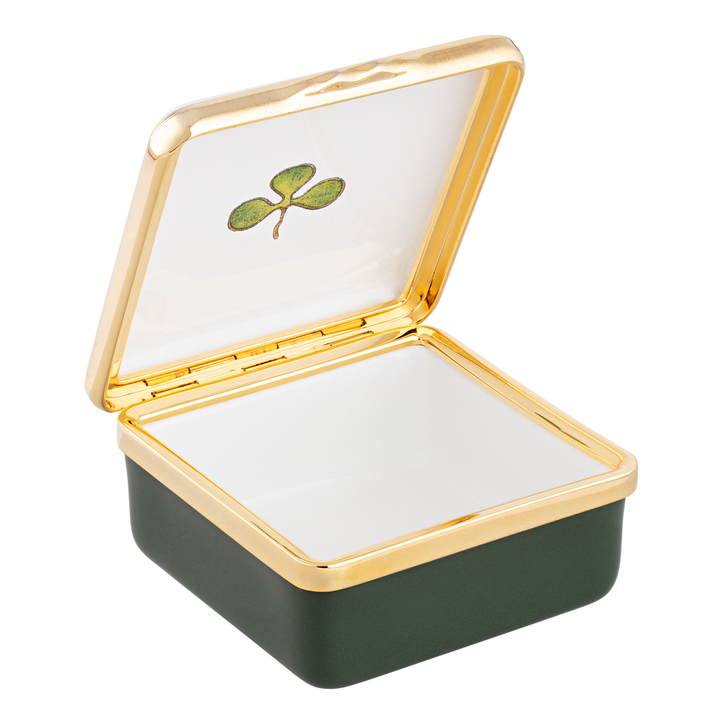 Irish Clovers for the President Enamel Box open