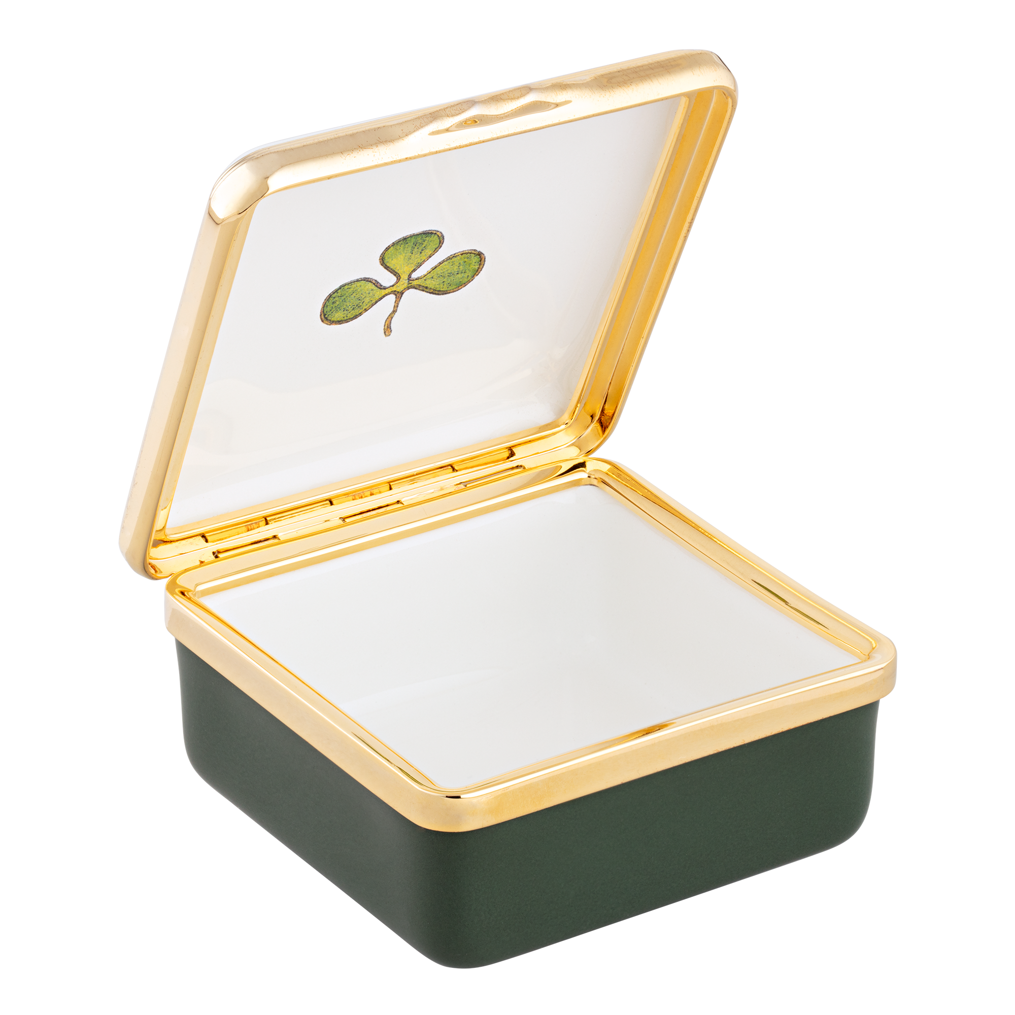 Irish Clovers for the President Enamel Box open