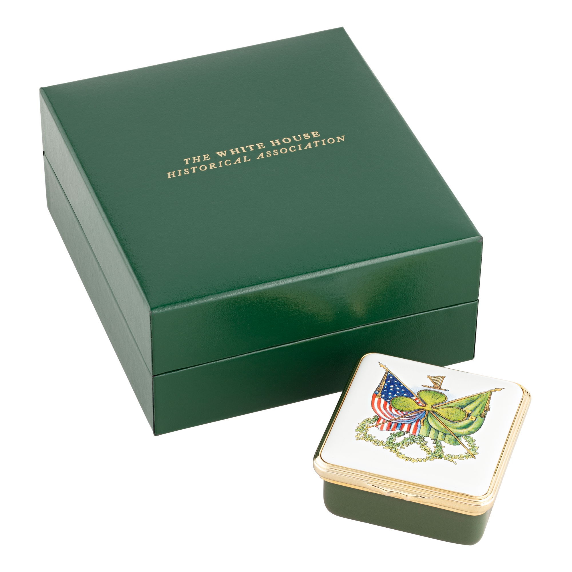 Irish Clovers for the President Enamel Box with gift box