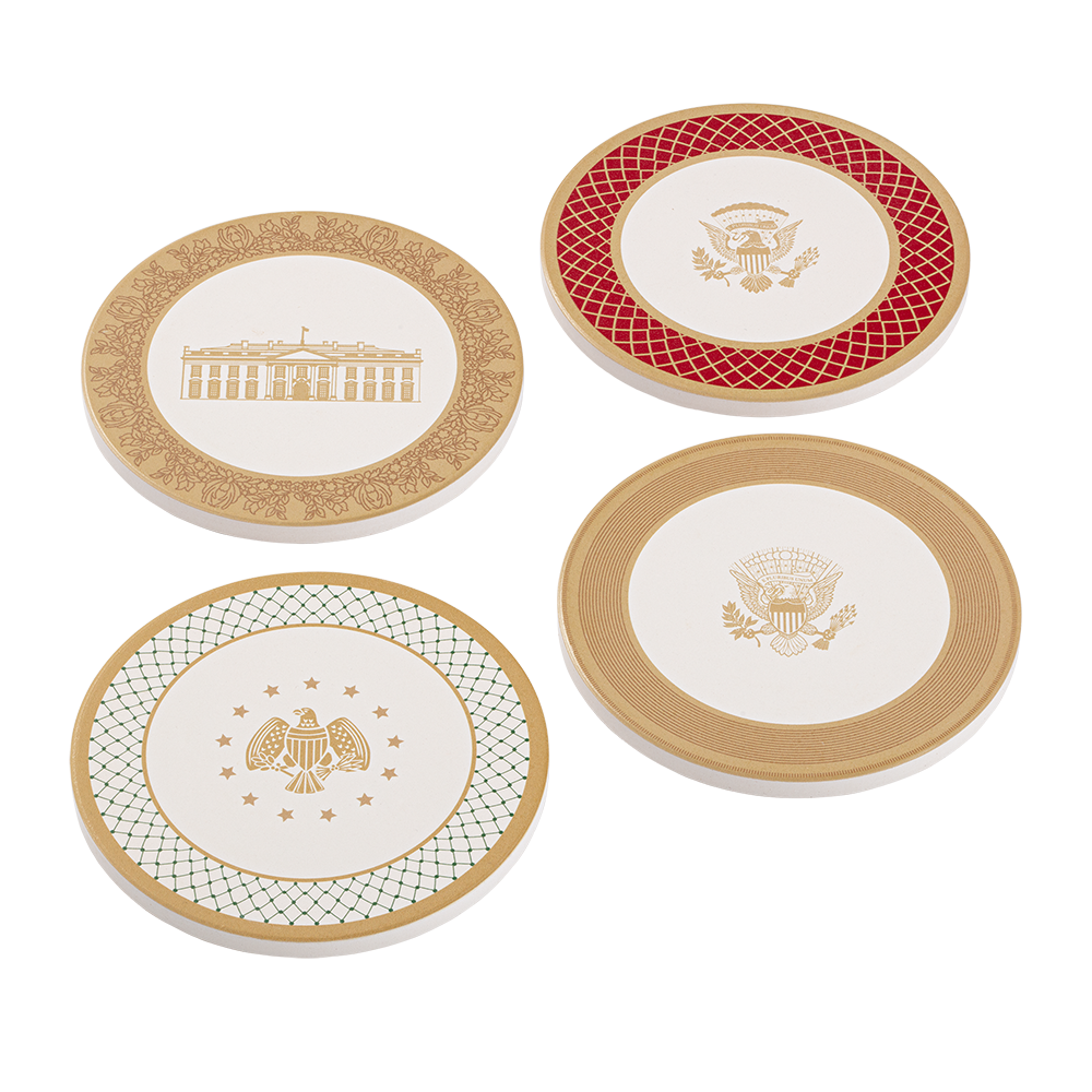 White House State China Coasters Contemporary Collection - 4 coasters face up