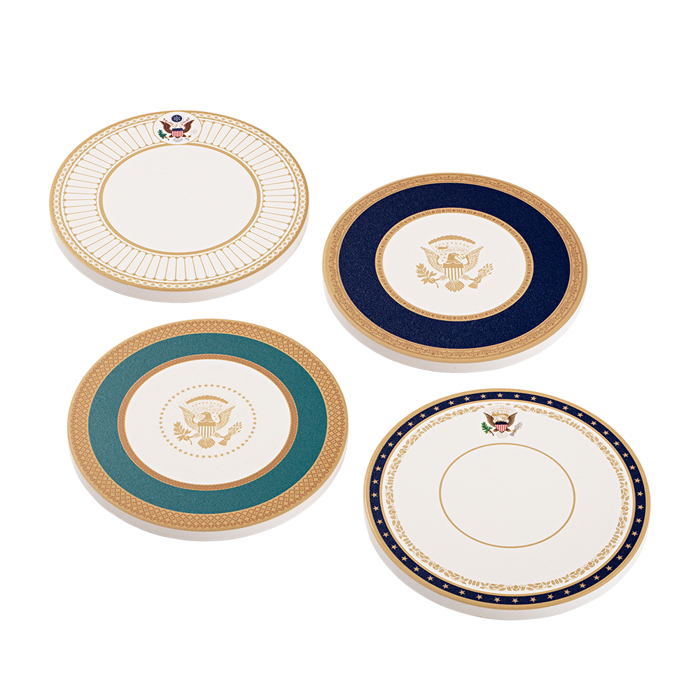 White House State China Coasters Presidential Seal Collection - Set of 4 coasters face up