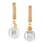 Green Room Crystal Cube Huggie Earrings front 