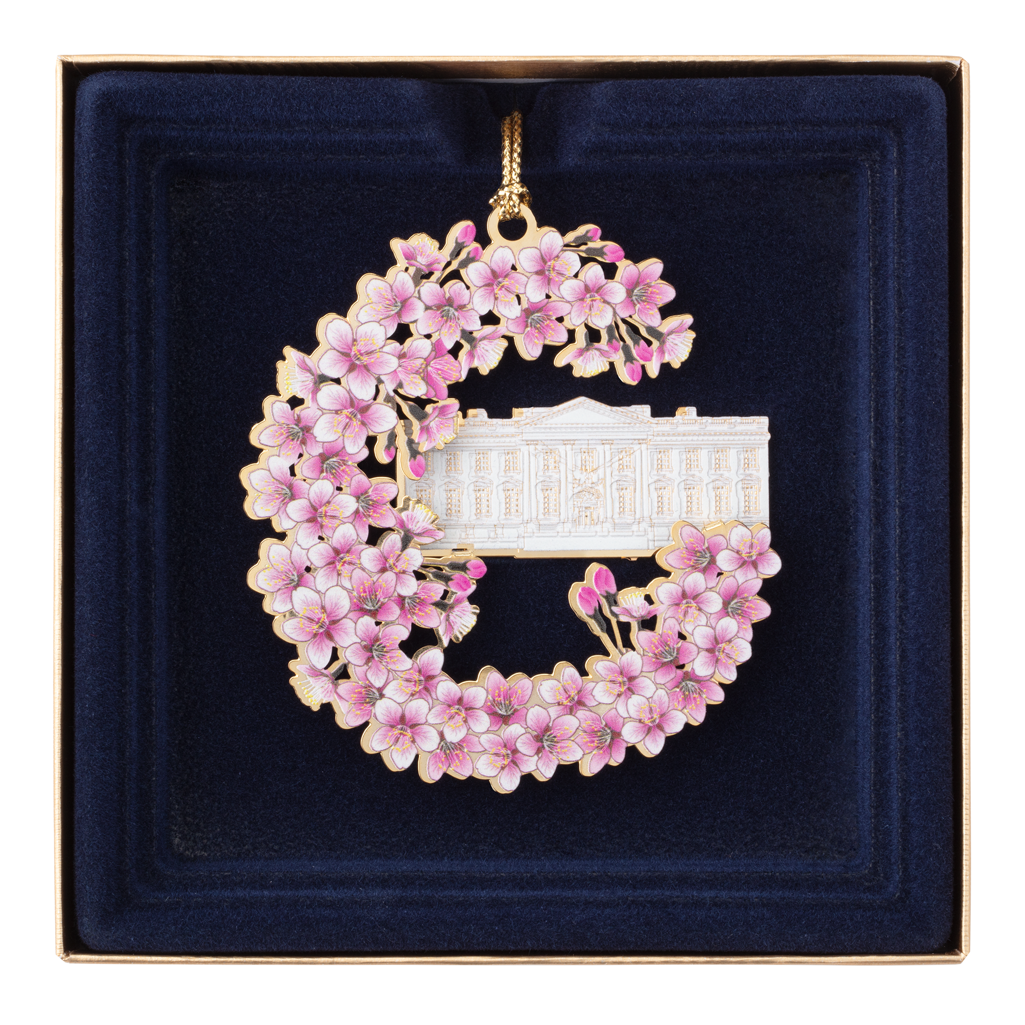 White House Cherry Blossoms Ornament front in box