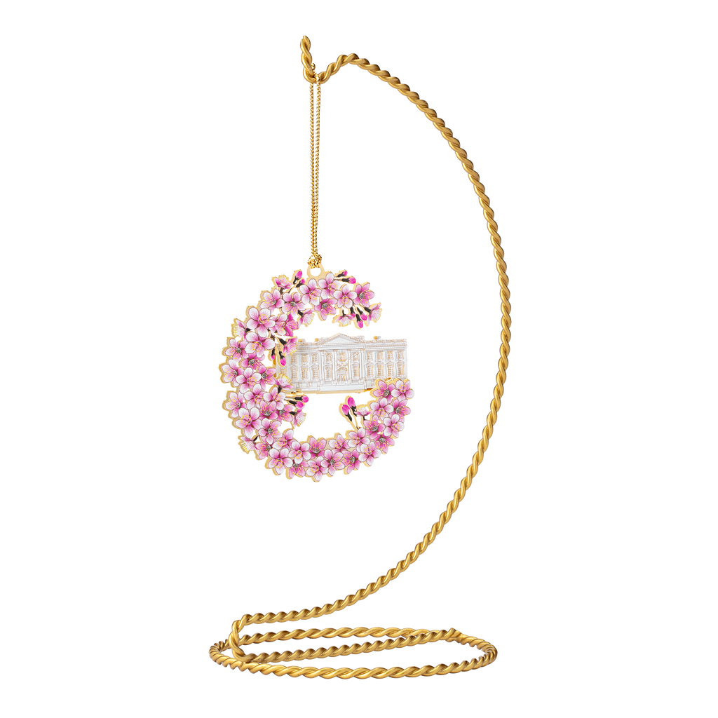 White House Cherry Blossoms Ornament hanging front