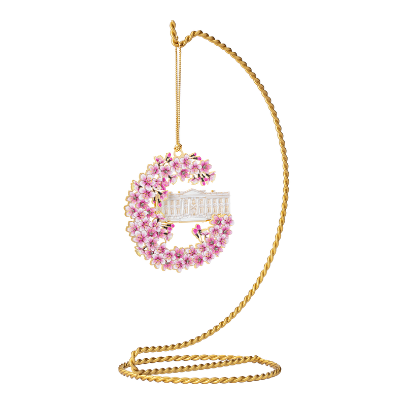 White House Cherry Blossoms Ornament hanging front