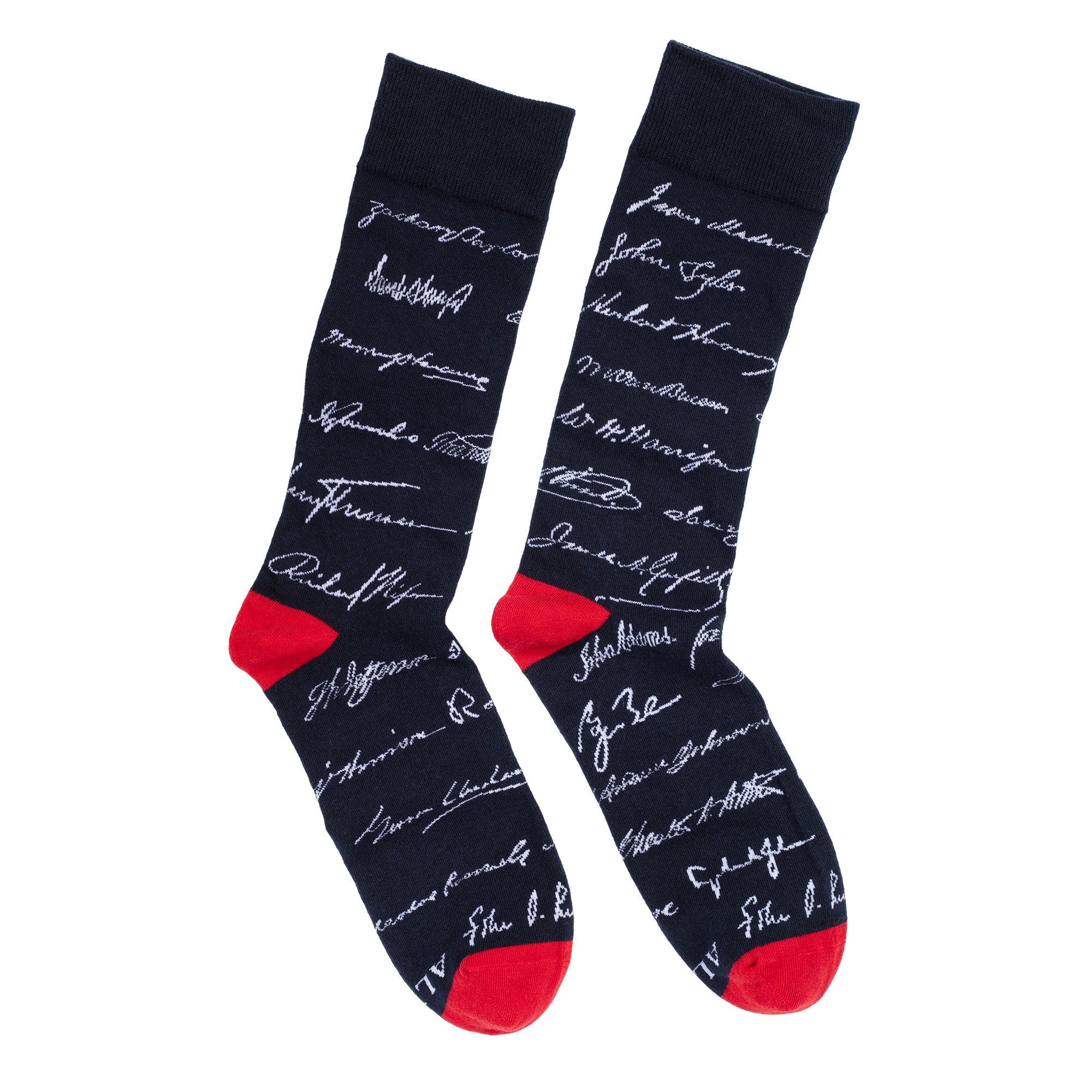Blue presidential signature socks side by side