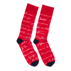 Red Presidential Signature Socks side by side