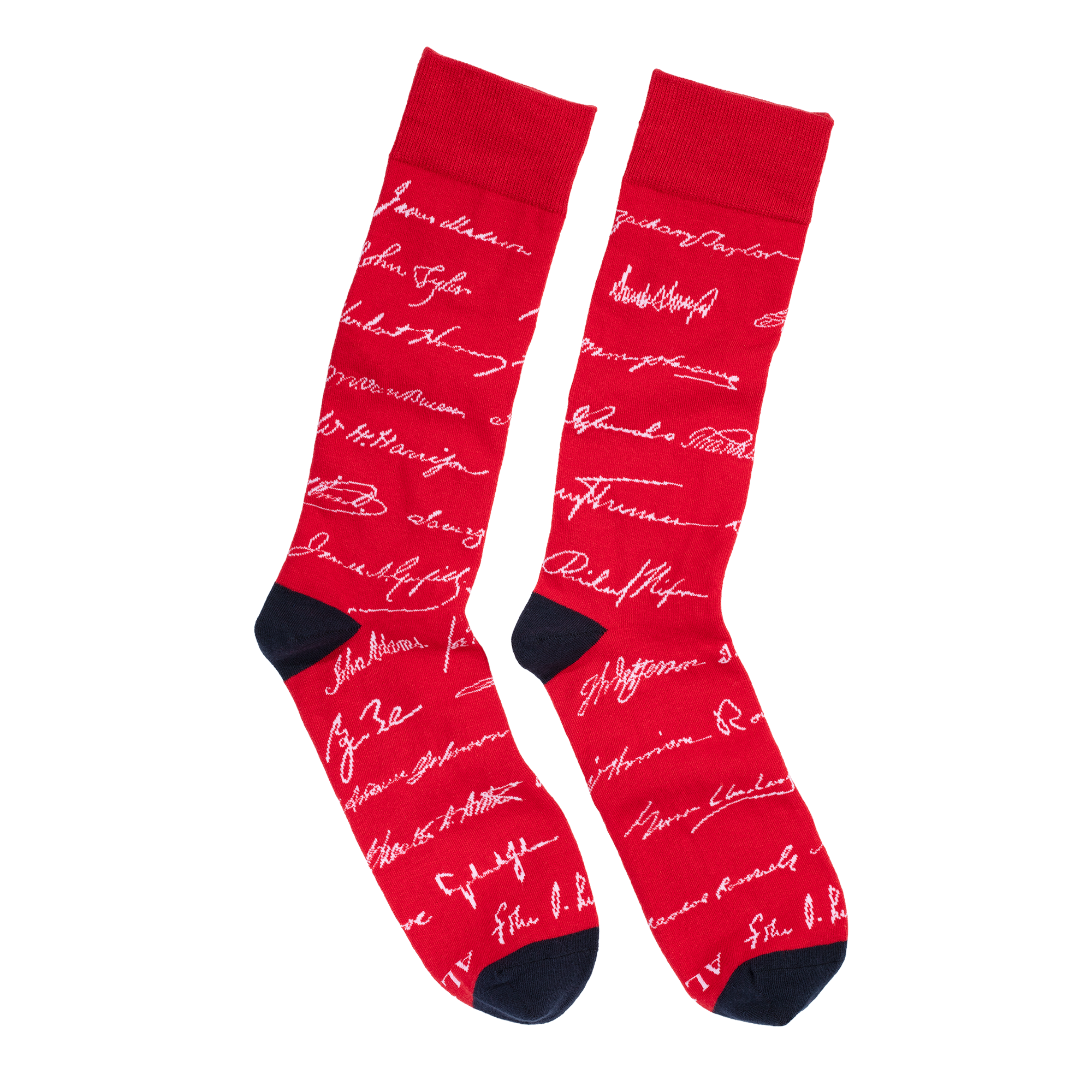 Red Presidential Signature Socks side by side