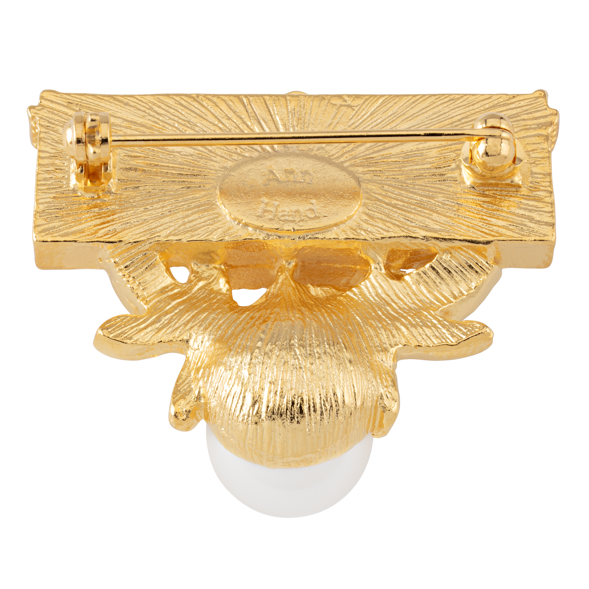 White House Brooch with Pearl and Crystal Accent back