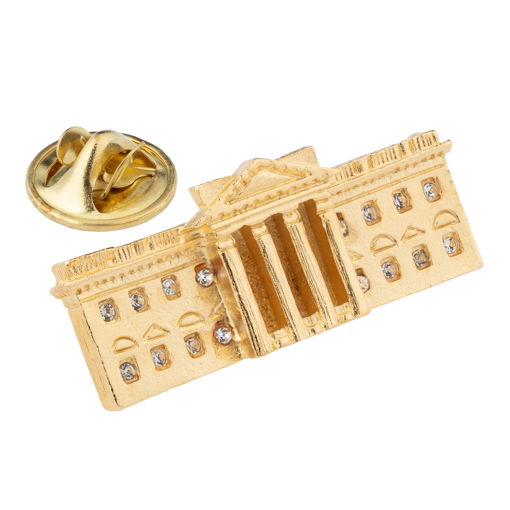 White House Lapel Pin with Crystal Accent front