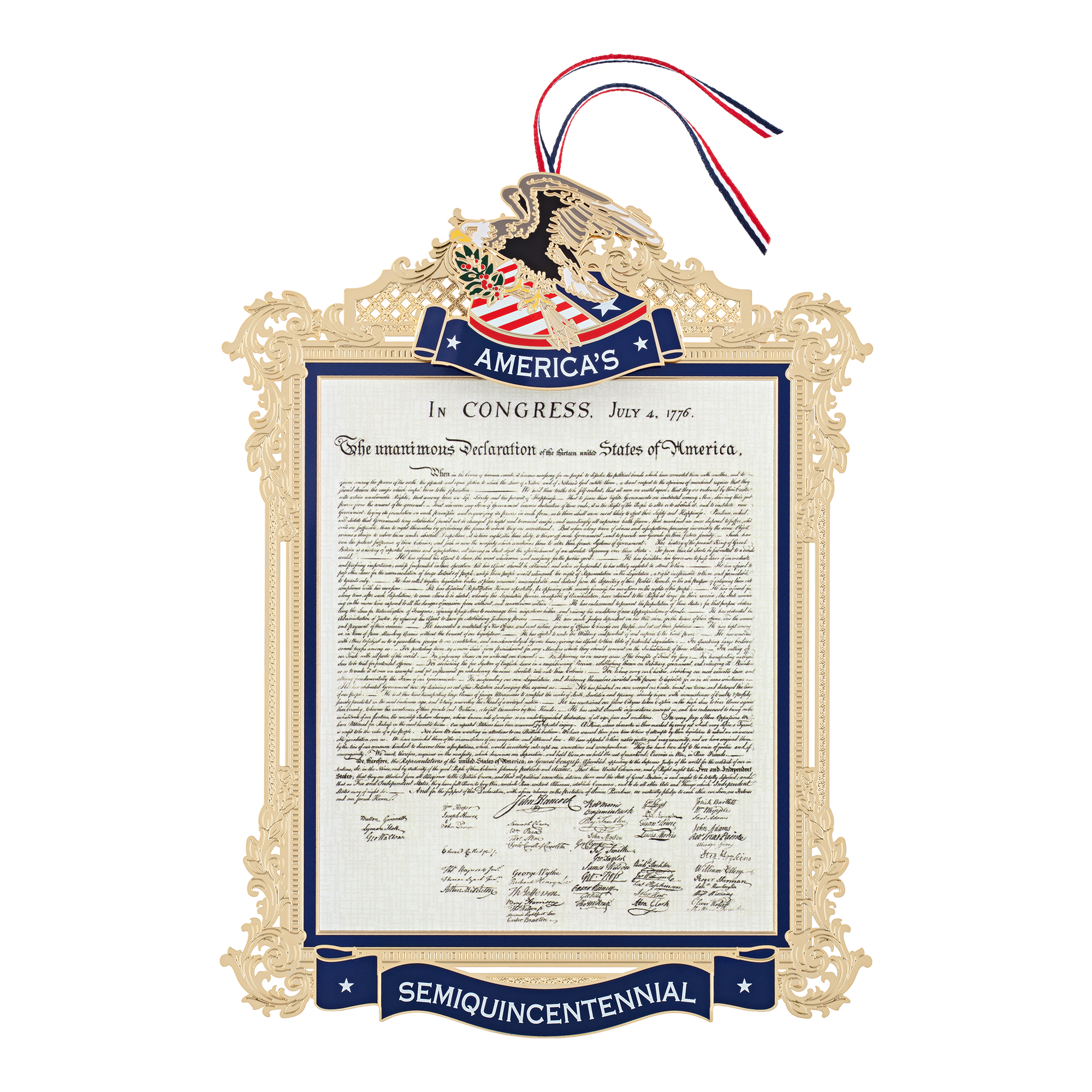 Official Commemorative Ornament of America’s 250th Anniversary 10" Display Wall Hanging front