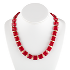 Radiant Red Room Square Crystal Necklace front
