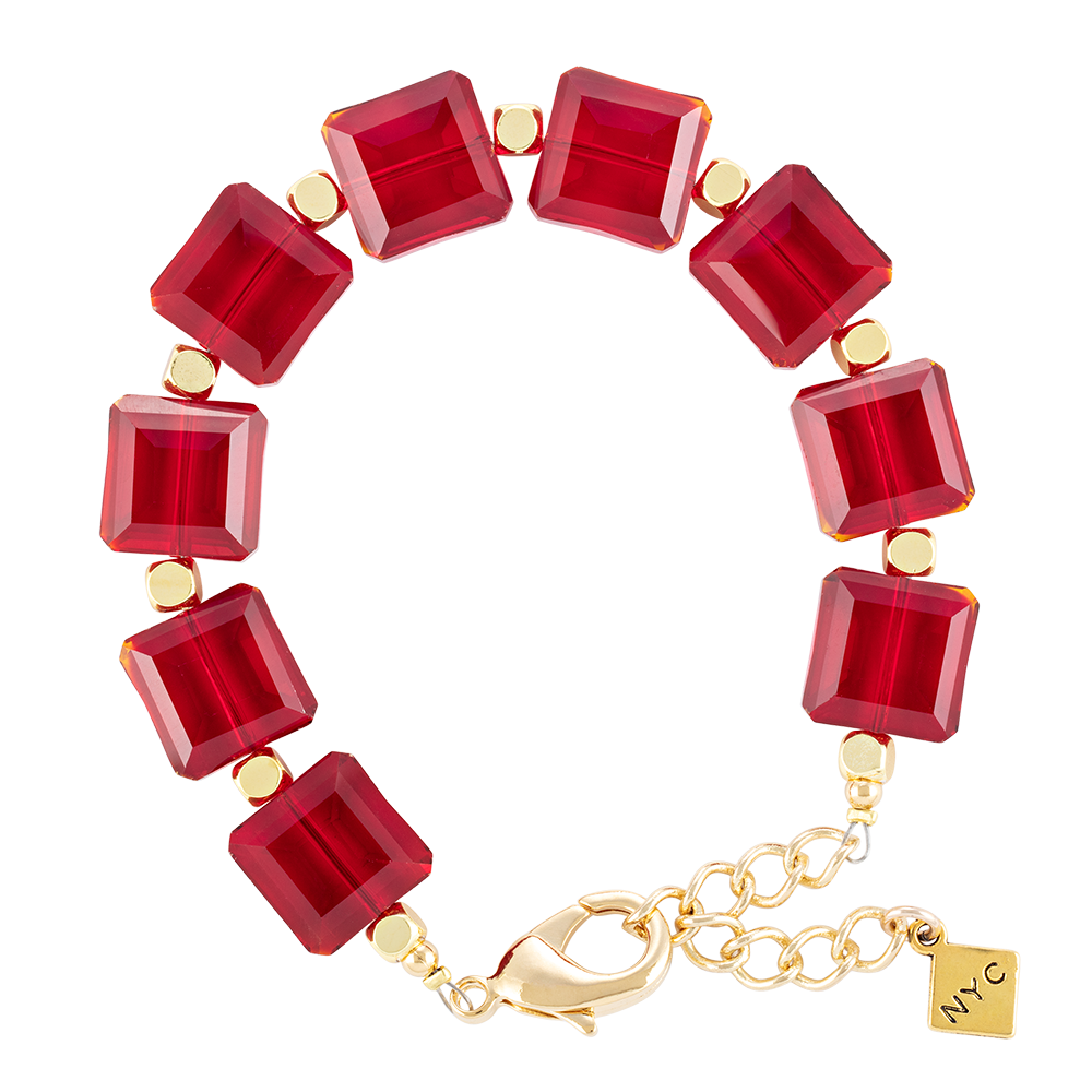 Radiant Red Room Square Crystal Bracelet clasped