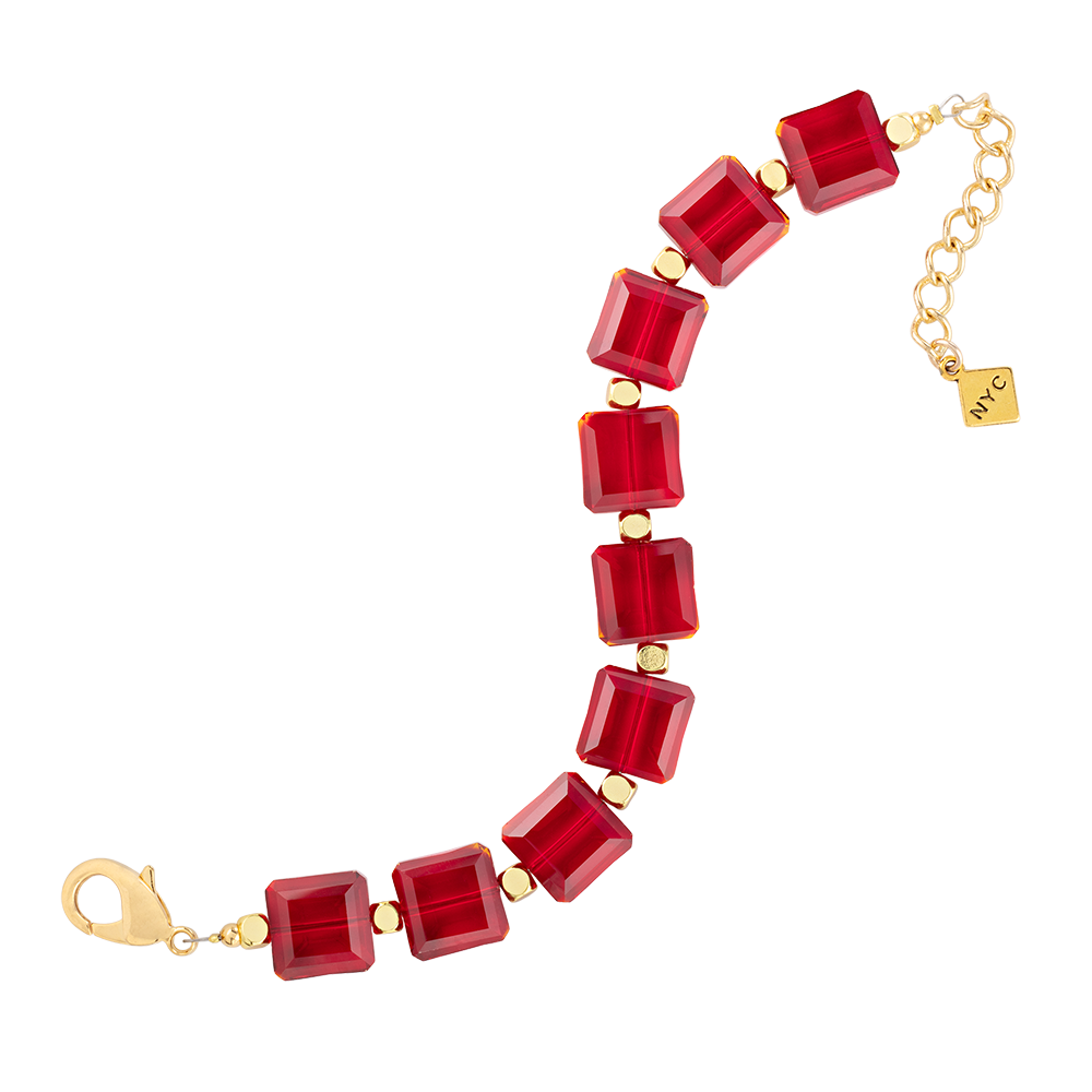 Radiant Red Room Square Crystal Bracelet unclasped