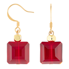 Radiant Red Room Square Crystal Drop Earring side view