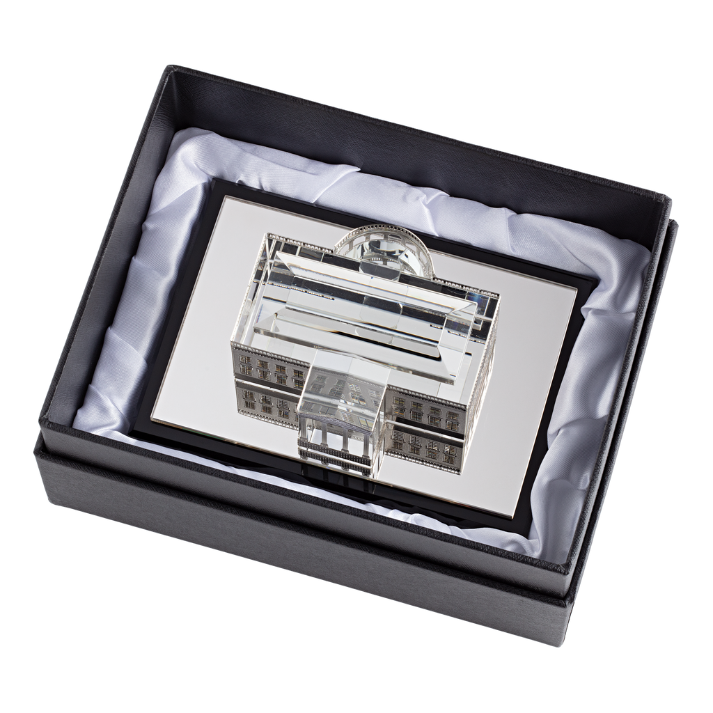 White House Model in Crystal and Plated Silver top in box