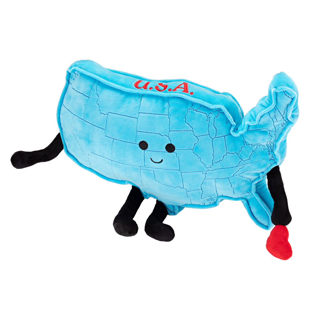 Stuffed States USA Mascot Map Pillow Plush A250 Patriotic Collectible front and top