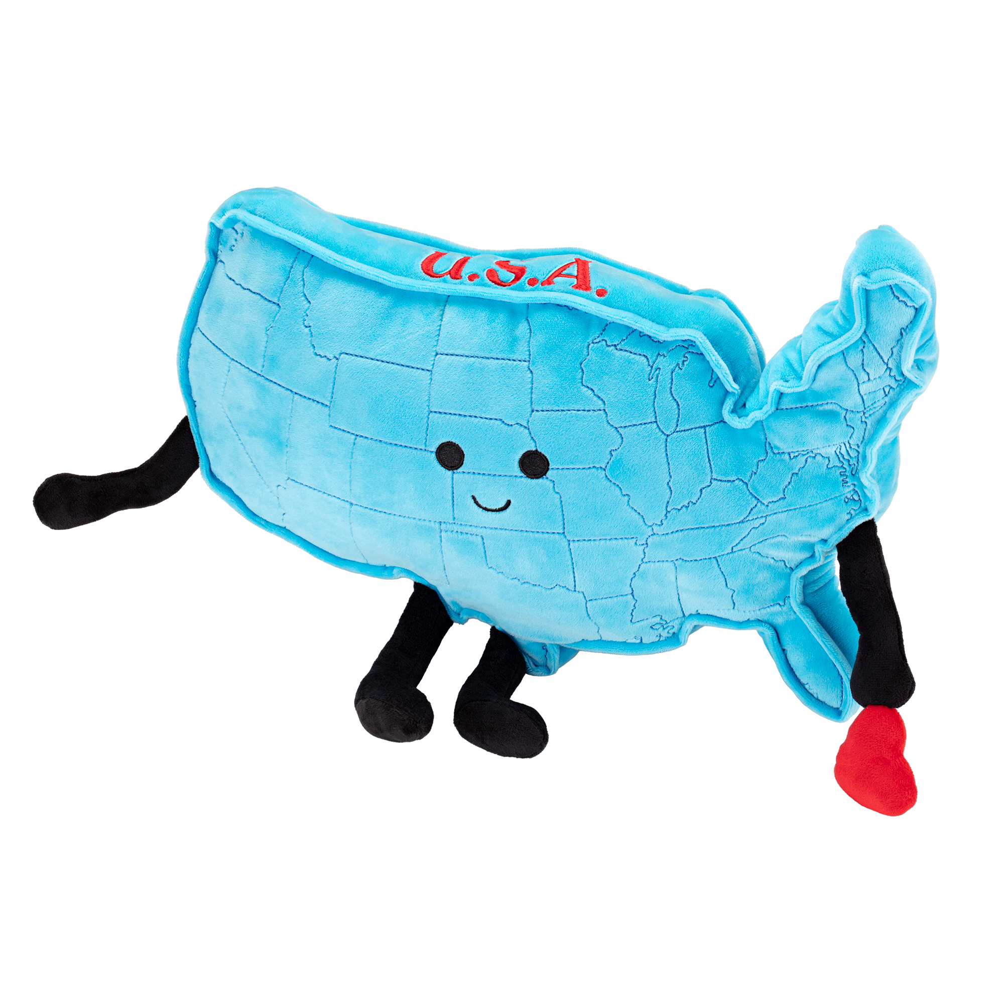 Stuffed States USA Mascot Map Pillow Plush A250 Patriotic Collectible front and top