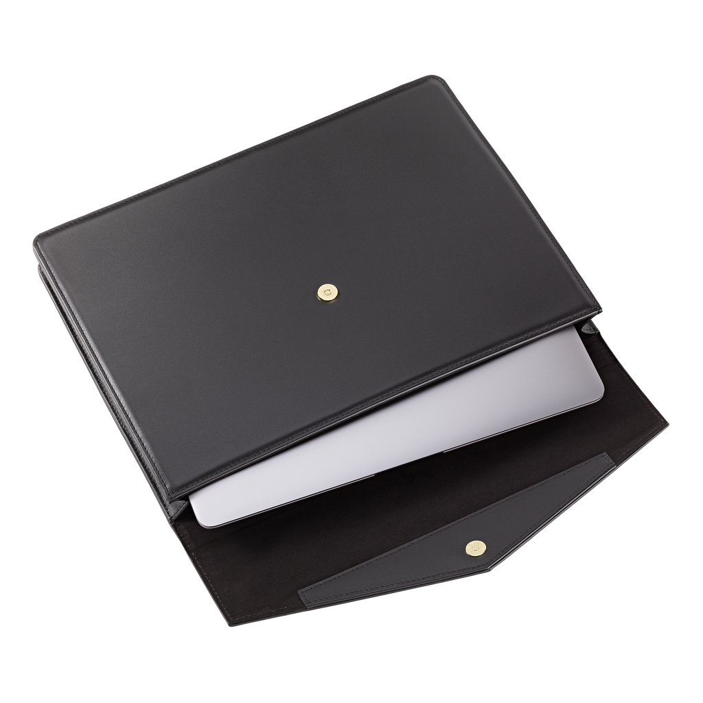 Truman Seal Embossed Leather Laptop Portfolio open
