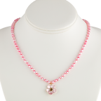 Cherry Blossom Pink Pearl Necklace with Enameled Charm