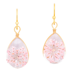 Pressed Flower Teardrop Earrings front