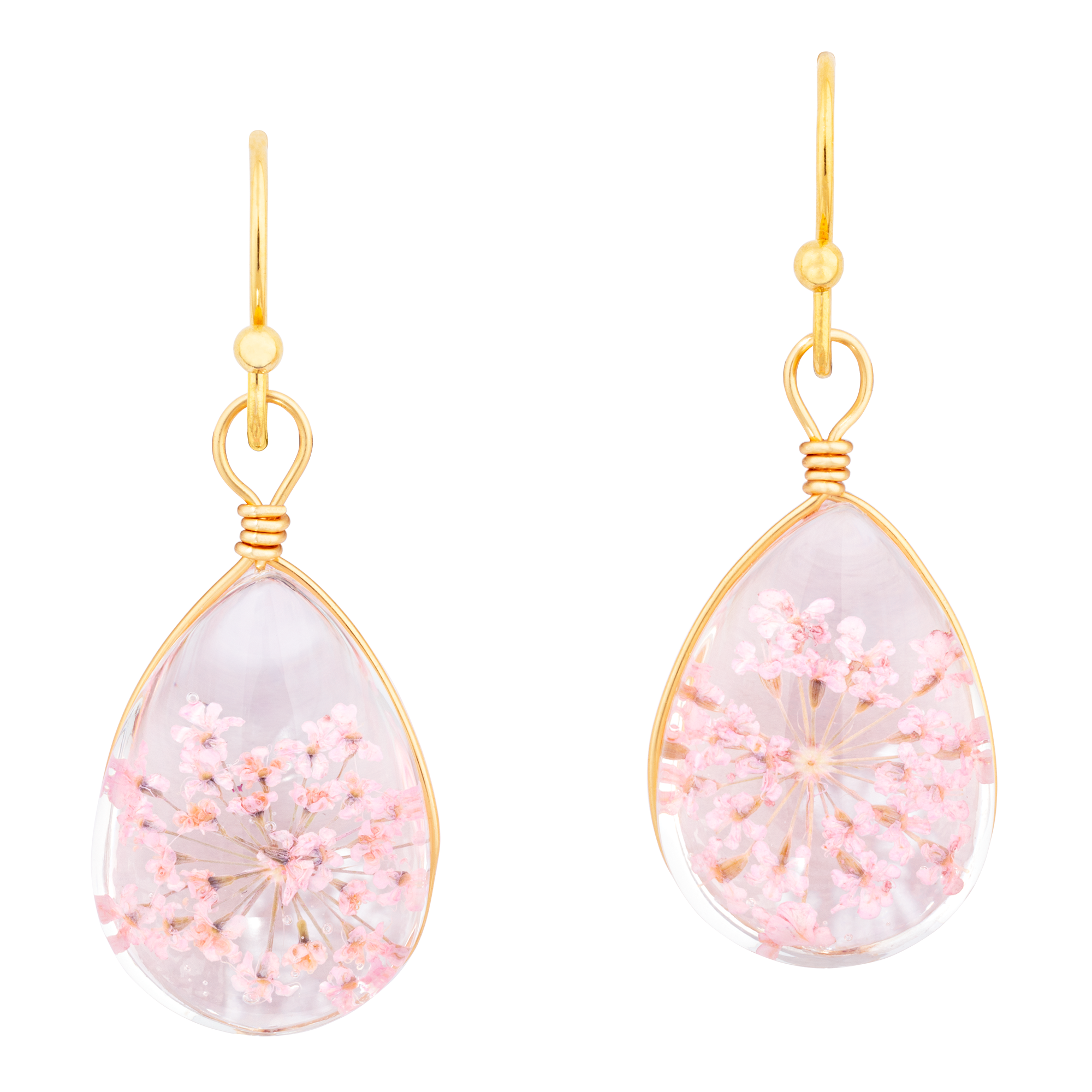 Pressed Flower Teardrop Earrings front