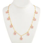 Enameled Cherry Blossom Charm Necklace