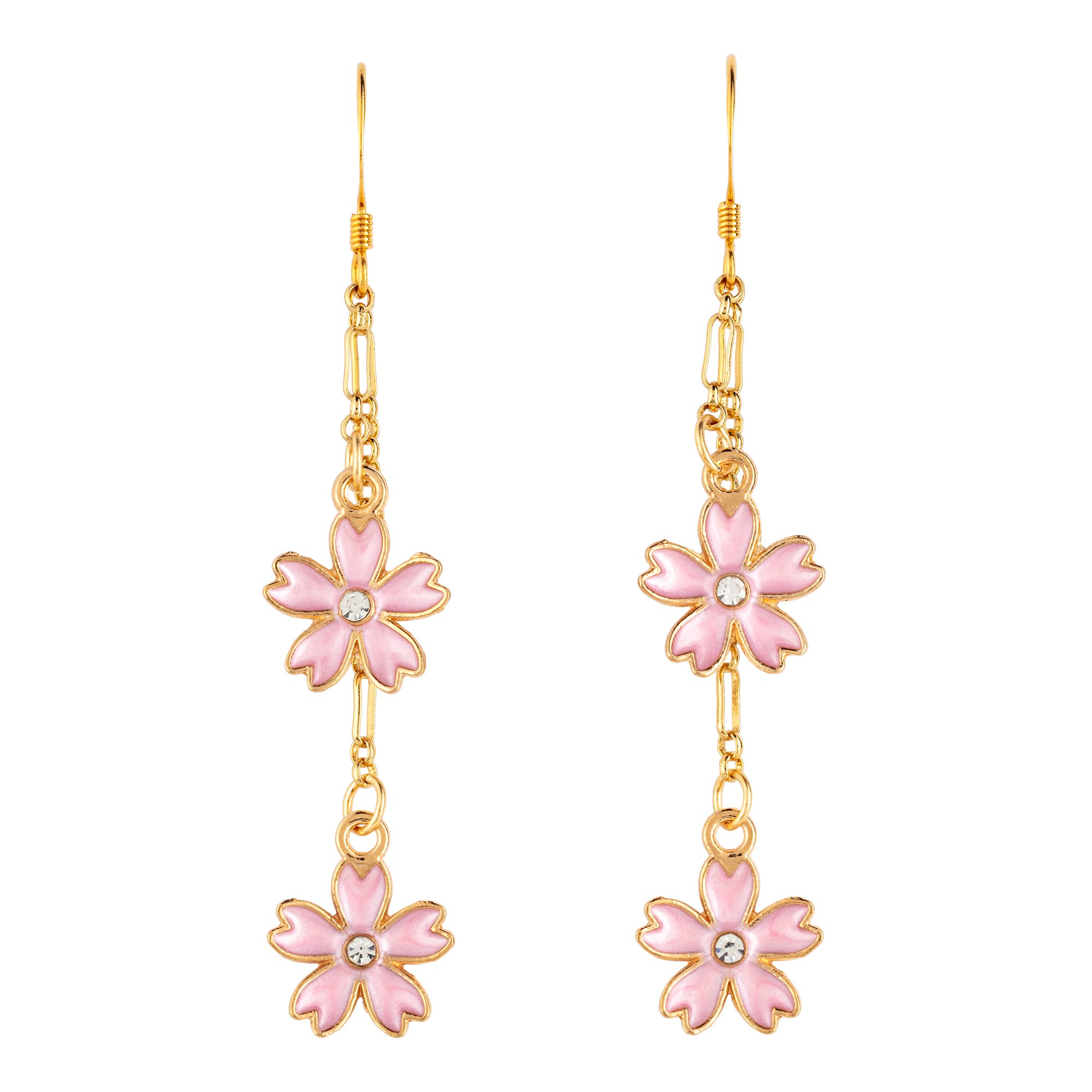 Enameled Cherry Blossom Dangle Earring front