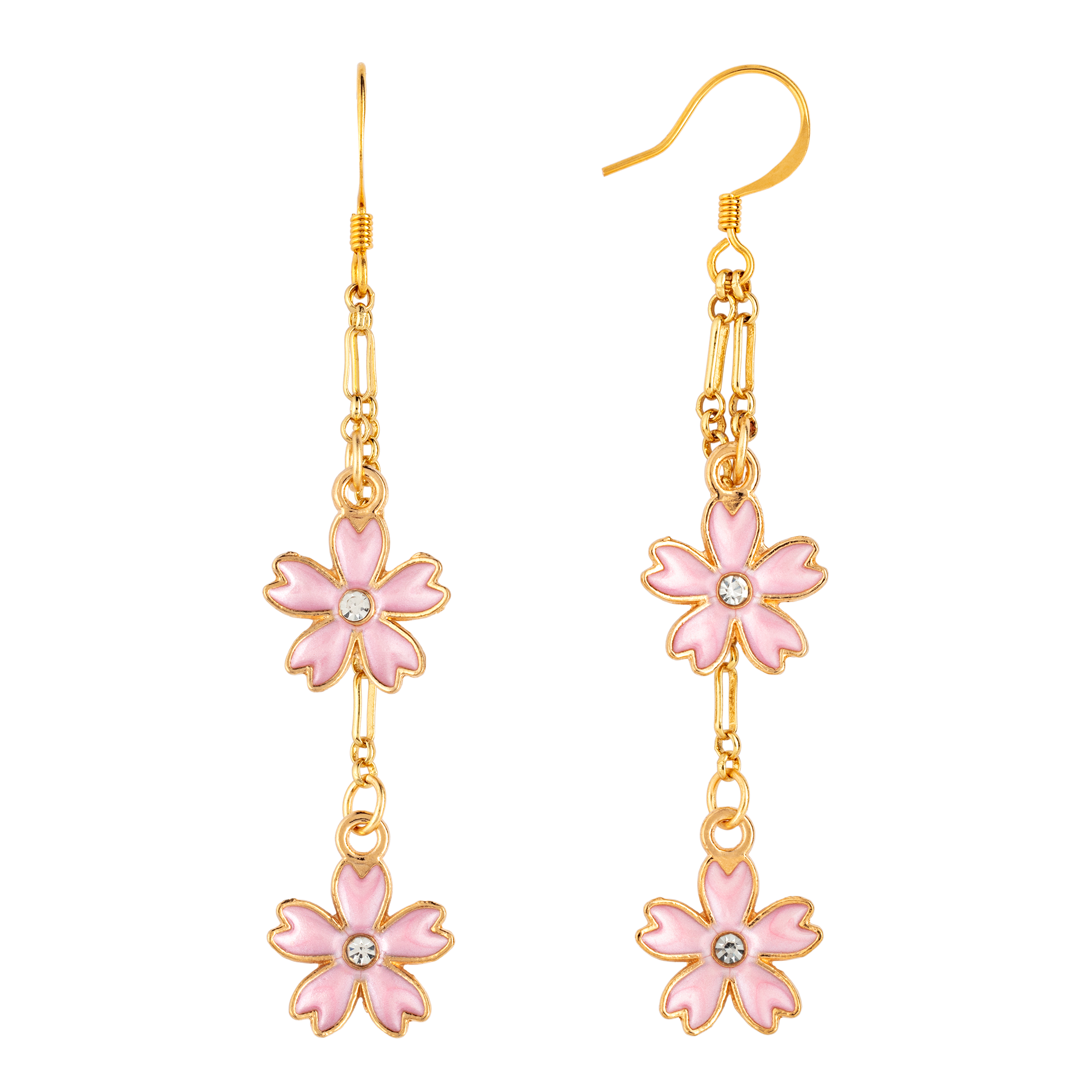 Enameled Cherry Blossom Dangle Earring hook