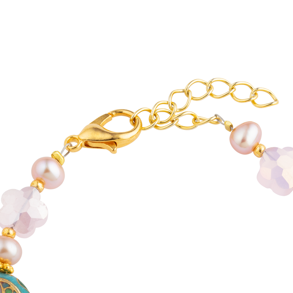 Cloisonné Cherry Blossom and Pearl Bracelet clasp