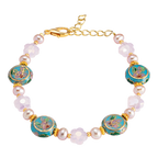Cloisonné Cherry Blossom and Pearl Bracelet