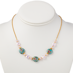 Cloisonné Cherry Blossom and Pearl Necklace front