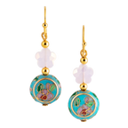 Cloisonné Cherry Blossom and Pearl Drop Earrings front